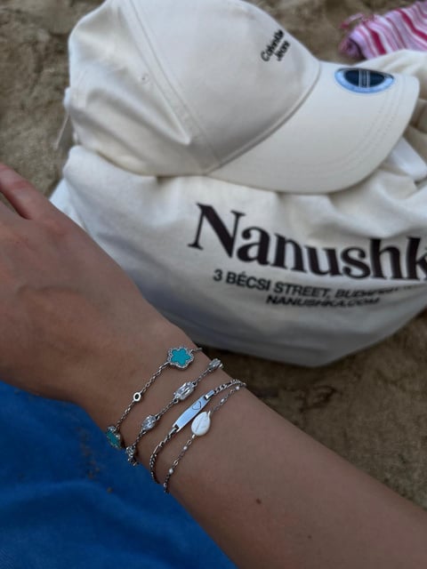 Close up of jewellry and beach bag